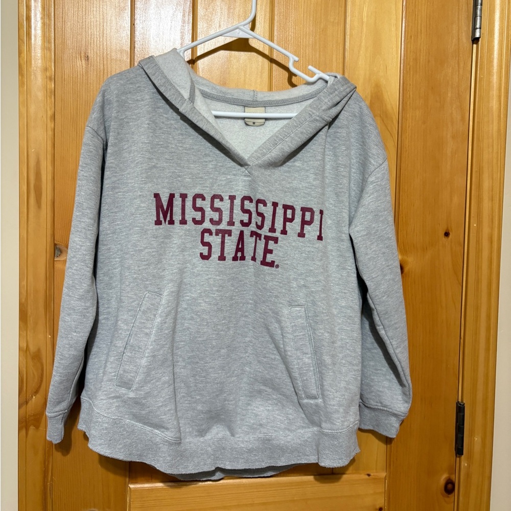 Gray Mississippi State Hoodie Miss State Sweatshirt Size M